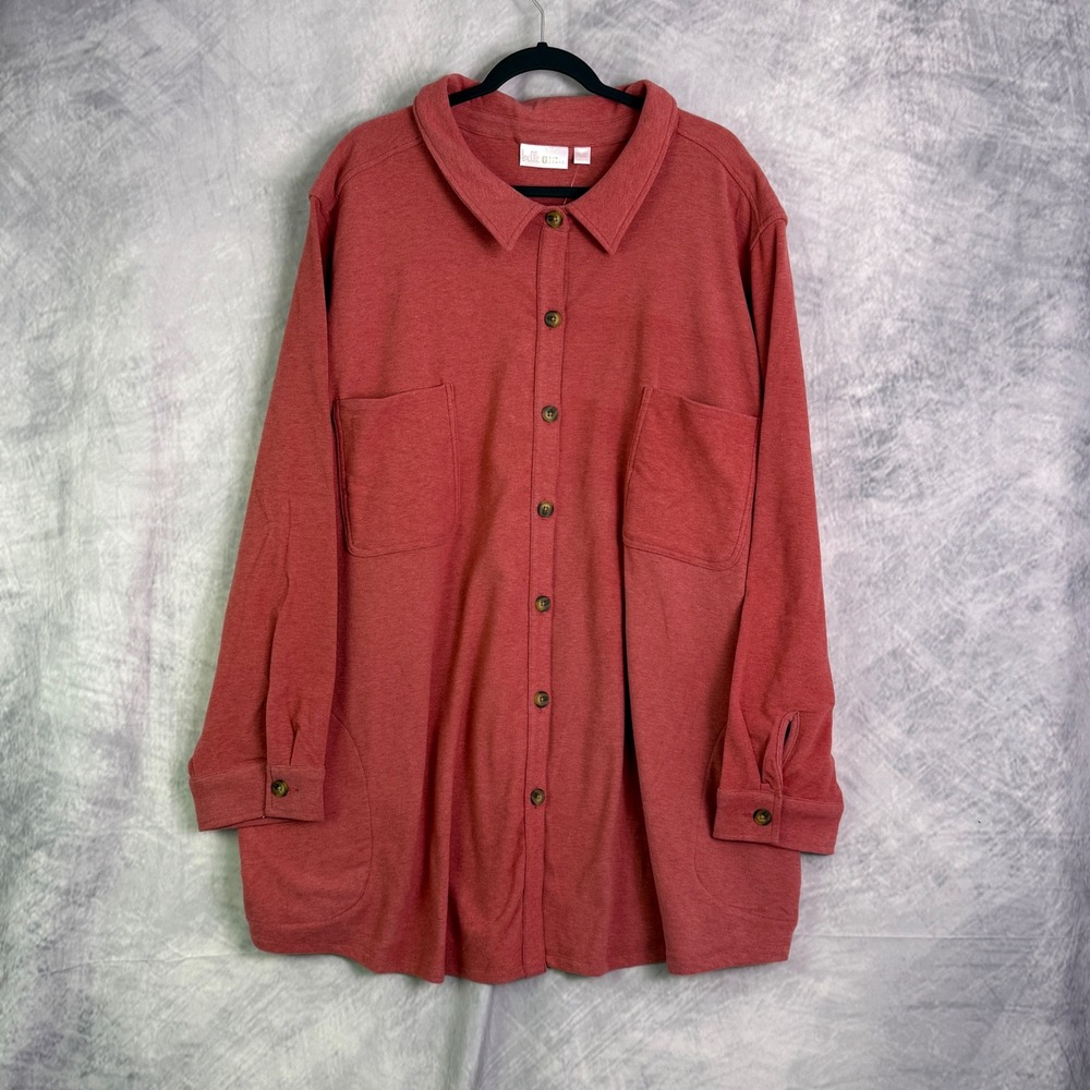 Belle Kim Gravel Team Colors Horn Button Shacket Shirt Jacket Shacket Sz 5X